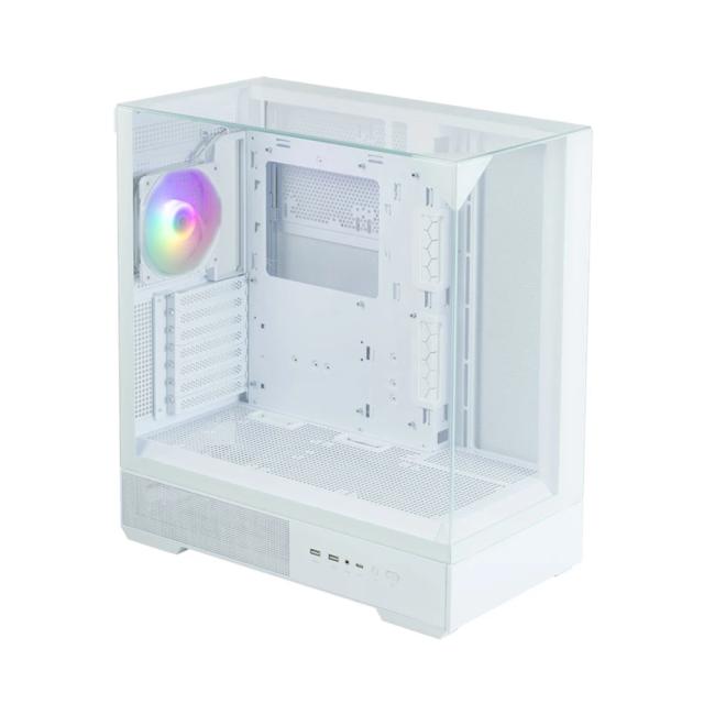 Кутия Zalman P40 Prism White, Middle Tower, Tempered Glass, 1 x USB 3.1 Type-C, 1 x USB 3.0, 1 x HD Audio, ATX / mATX / Mini-ITX