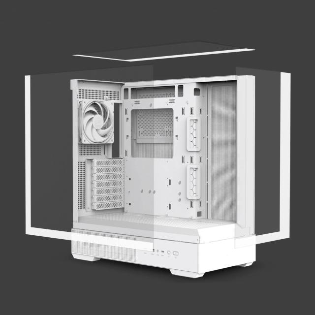 Кутия Zalman P40 Prism White, Middle Tower, Tempered Glass, 1 x USB 3.1 Type-C, 1 x USB 3.0, 1 x HD Audio, ATX / mATX / Mini-ITX