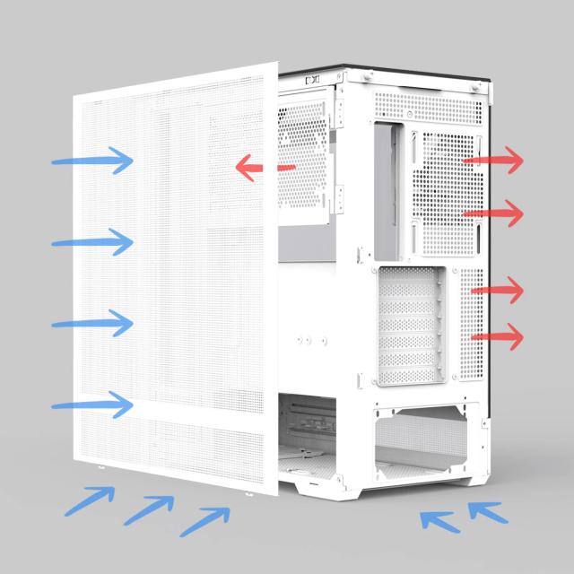 Кутия Zalman P40 Prism White, Middle Tower, Tempered Glass, 1 x USB 3.1 Type-C, 1 x USB 3.0, 1 x HD Audio, ATX / mATX / Mini-ITX