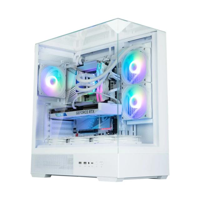 Кутия Zalman P40 Prism White, Middle Tower, Tempered Glass, 1 x USB 3.1 Type-C, 1 x USB 3.0, 1 x HD Audio, ATX / mATX / Mini-ITX