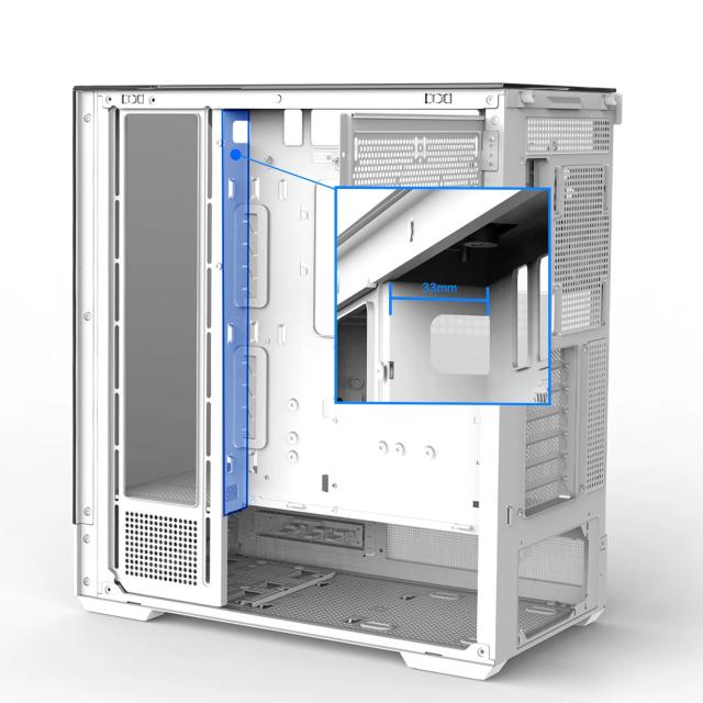 Кутия Zalman P40 Prism White, Middle Tower, Tempered Glass, 1 x USB 3.1 Type-C, 1 x USB 3.0, 1 x HD Audio, ATX / mATX / Mini-ITX