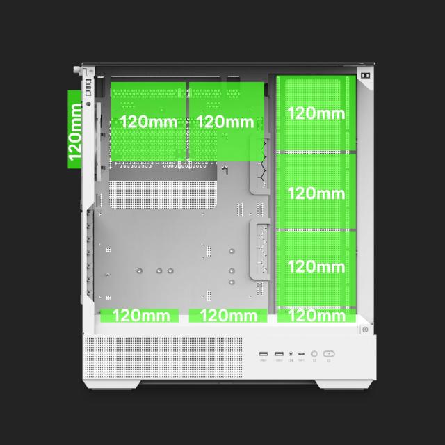 Кутия Zalman P40 Prism White, Middle Tower, Tempered Glass, 1 x USB 3.1 Type-C, 1 x USB 3.0, 1 x HD Audio, ATX / mATX / Mini-ITX