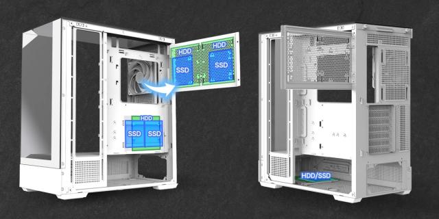 Кутия Zalman P40 Prism White, Middle Tower, Tempered Glass, 1 x USB 3.1 Type-C, 1 x USB 3.0, 1 x HD Audio, ATX / mATX / Mini-ITX