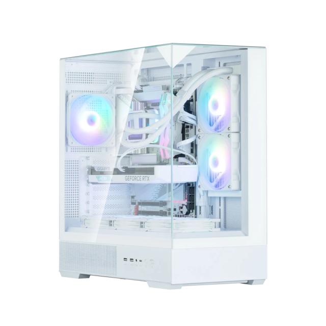Кутия Zalman P40 Prism White, Middle Tower, Tempered Glass, 1 x USB 3.1 Type-C, 1 x USB 3.0, 1 x HD Audio, ATX / mATX / Mini-ITX