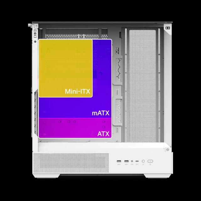 Кутия Zalman P40 Prism White, Middle Tower, Tempered Glass, 1 x USB 3.1 Type-C, 1 x USB 3.0, 1 x HD Audio, ATX / mATX / Mini-ITX