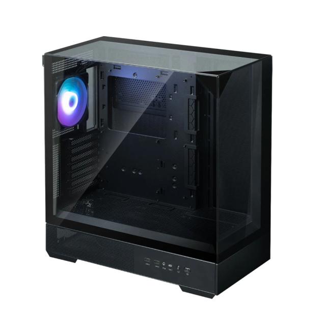 Кутия Zalman P40 Prism Black, Middle Tower, Tempered Glass, 1 x USB 3.1 Type-C, 1 x USB 3.0, 1 x HD Audio, ATX / mATX / Mini-ITX