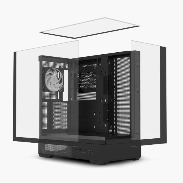 Кутия Zalman P40 Prism Black, Middle Tower, Tempered Glass, 1 x USB 3.1 Type-C, 1 x USB 3.0, 1 x HD Audio, ATX / mATX / Mini-ITX