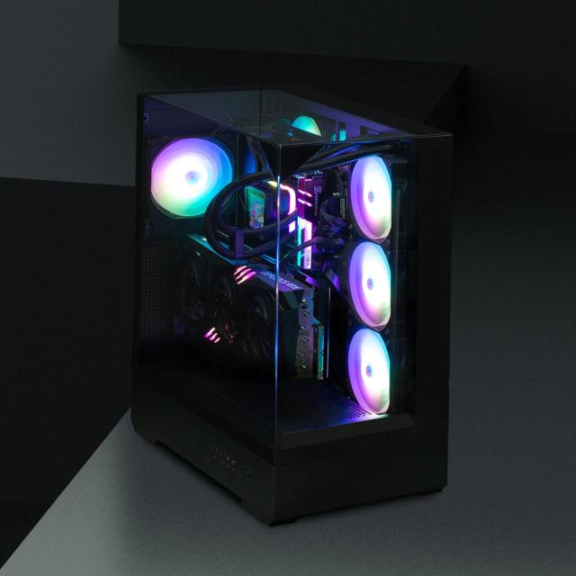 Кутия Zalman P40 Prism Black, Middle Tower, Tempered Glass, 1 x USB 3.1 Type-C, 1 x USB 3.0, 1 x HD Audio, ATX / mATX / Mini-ITX