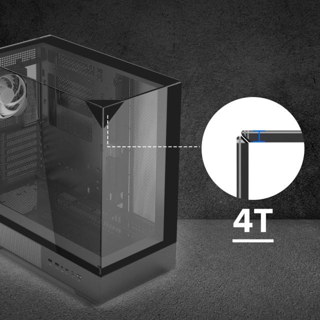 Кутия Zalman P40 Prism Black, Middle Tower, Tempered Glass, 1 x USB 3.1 Type-C, 1 x USB 3.0, 1 x HD Audio, ATX / mATX / Mini-ITX