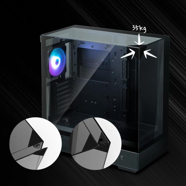 Кутия Zalman P40 Prism Black, Middle Tower, Tempered Glass, 1 x USB 3.1 Type-C, 1 x USB 3.0, 1 x HD Audio, ATX / mATX / Mini-ITX