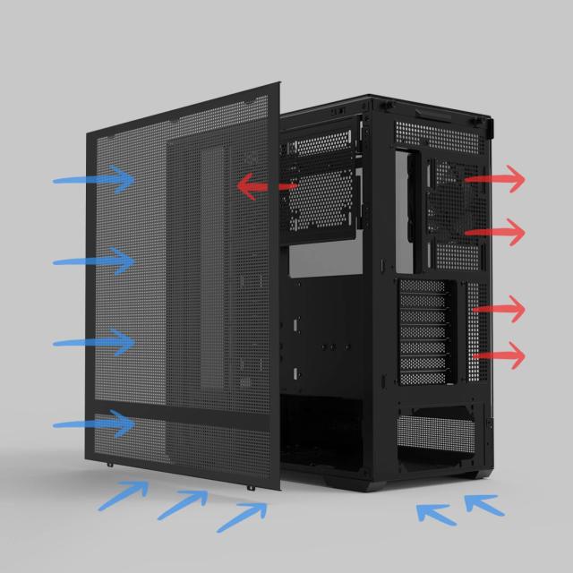 Кутия Zalman P40 Prism Black, Middle Tower, Tempered Glass, 1 x USB 3.1 Type-C, 1 x USB 3.0, 1 x HD Audio, ATX / mATX / Mini-ITX
