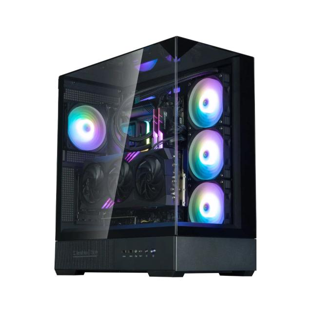 Кутия Zalman P40 Prism Black, Middle Tower, Tempered Glass, 1 x USB 3.1 Type-C, 1 x USB 3.0, 1 x HD Audio, ATX / mATX / Mini-ITX