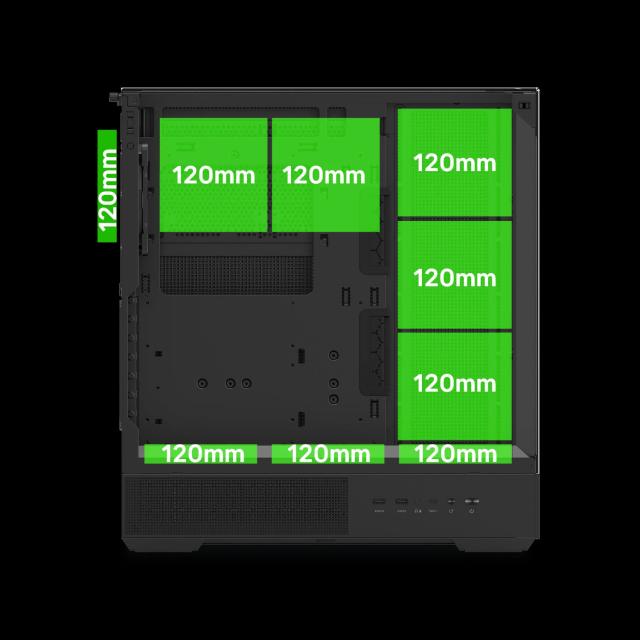 Кутия Zalman P40 Prism Black, Middle Tower, Tempered Glass, 1 x USB 3.1 Type-C, 1 x USB 3.0, 1 x HD Audio, ATX / mATX / Mini-ITX