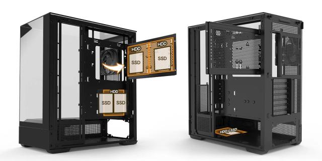 Кутия Zalman P40 Prism Black, Middle Tower, Tempered Glass, 1 x USB 3.1 Type-C, 1 x USB 3.0, 1 x HD Audio, ATX / mATX / Mini-ITX