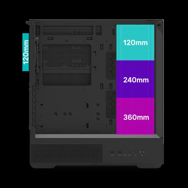 Кутия Zalman P40 Prism Black, Middle Tower, Tempered Glass, 1 x USB 3.1 Type-C, 1 x USB 3.0, 1 x HD Audio, ATX / mATX / Mini-ITX