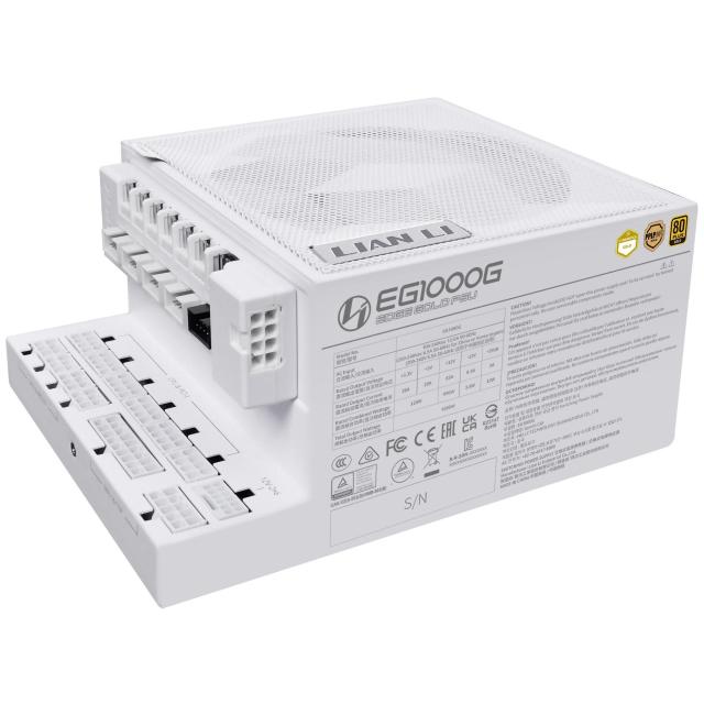 Захранване Lian Li EDGE 1000W, PCIe 5.1, ATX 3.1, 80 + Gold, Full Modular, Бяло