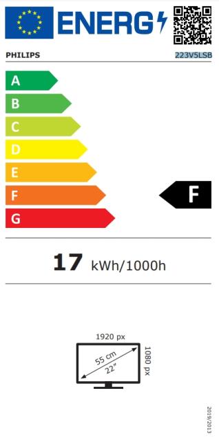 Монитор Philips 223V5LSB/00, 21.5" Wide, TN, LED, 5ms, 1000:1, 10M:1 DCR, 250 cd/m2, 1920x1080@60Hz, Tilt, D-Sub, DVI, Black