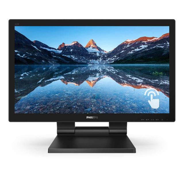 Монитор Philips 222B9T, 21.5" Wide TN LED, 2 ms, 1000:1, 50M:1 DCR, 250 cd/m2, 1920x1080@60Hz, Touch, Heigh Adjust, Tilt, USB, D-Sub, DVI, HDMI, DP, Headphone Out, Speakers, Black
