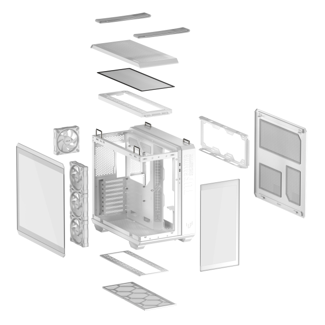 Кутия ASUS TUF Gaming GT502 Horizon ARGB White Edition, Mid Tower, 3 x USB 3.2, 1 x USB Type-C, 1 x headphone / Microphone, ATX, Micro-ATX, Mini-ITX