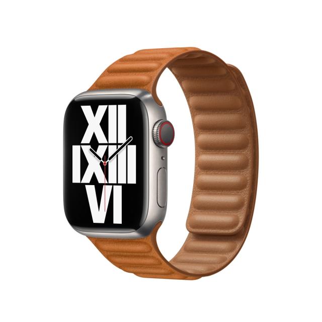 Каишка за часовник Apple Watch 41mm Golden Brown Leather Link - S/M