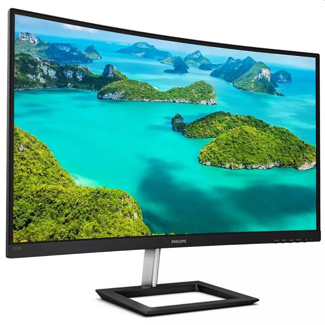 Монитор Philips 272E1CA 27" Curved 1500R WLED VA 1920x1080@75Hz, 4ms, 250cd/m2, 3000:1, Mega Infinity DCR, Low Blue Light, Tilt, D-SUB, HDMI, DP,  Speakers, Black
