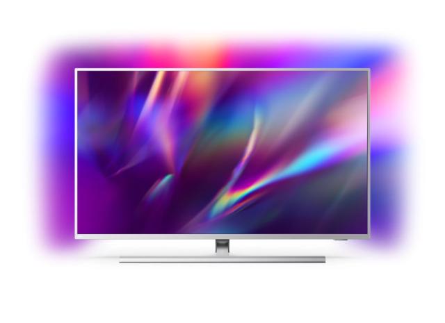Телевизор Philips 43PUS8535/12, 43" UHD 4K LED 3840x2160, DVB-T2/C/S2, Ambilight 3, HDR10+, HLG, Android 9, Dolby Vision, Dolby Atmos, Quad Core P5 Perfect , 60Hz, BT 4.2, HDMI, USB, Cl+, 802.11ac, Lan, 20WRMS, Swivel, Qwerty Remote, Alexa, Silver