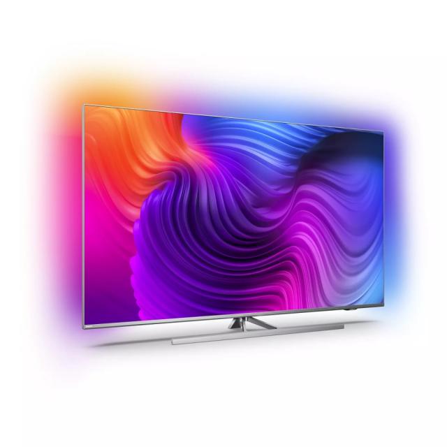 Телевизор Philips 43PUS8506/12, 43" THE ONE, UHD 4K LED 3840x2160, DVB-T2/C/S2, Ambilight 3, HDR10+, HLG, Android 9, Dolby Vision, Dolby Atmos, Quad Core P5 Perfect/Al, 60Hz, BT 4.2, HDMI, USB, Cl+, 802.11ac, Lan, 20W RMS, Swivel Stand, Silver