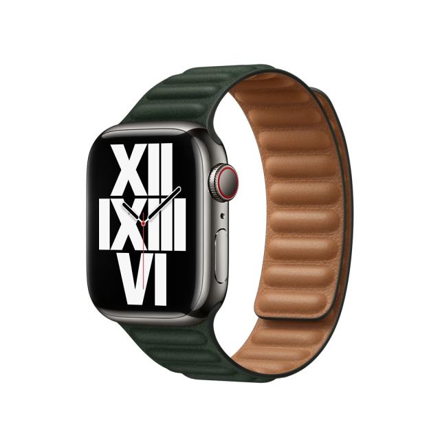 Каишка за часовник Apple Watch 41mm Sequoia Green Leather Link - M/L