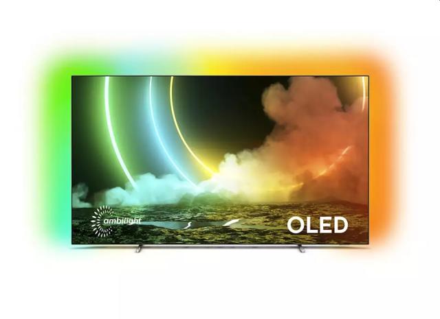 Телевизор Philips 55OLED706/12, 55" UHD 4K OLED 3840x2160, DVB-T2/C/S2, Ambilight 3, HDR10+, Android 10, Dolby Vision, Dolby Atmos, Quad Core P5 Perfect/Al, 100Hz,16GB, BT 5.0, HDMI, USB, Cl+, 802.11ac, Lan, 50W RMS, Alexa build in, Metal bezel frame