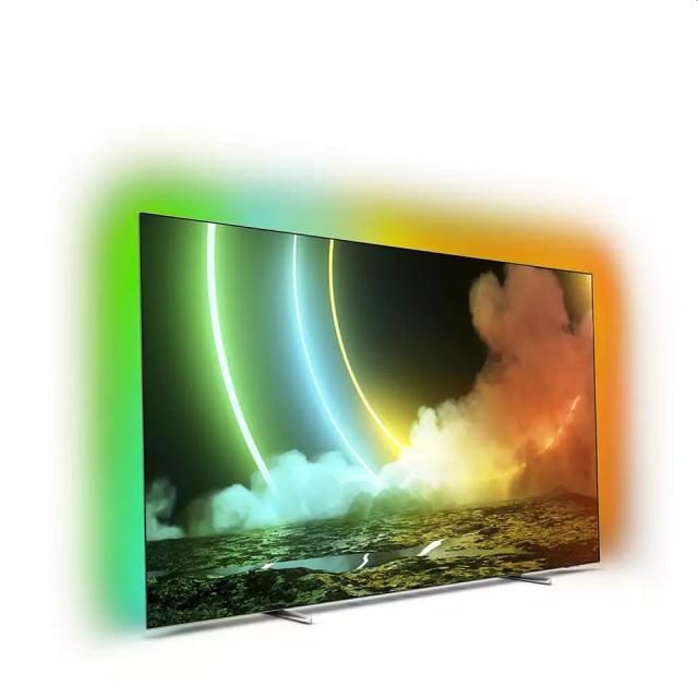Телевизор Philips 55OLED706/12, 55" UHD 4K OLED 3840x2160, DVB-T2/C/S2, Ambilight 3, HDR10+, Android 10, Dolby Vision, Dolby Atmos, Quad Core P5 Perfect/Al, 100Hz,16GB, BT 5.0, HDMI, USB, Cl+, 802.11ac, Lan, 50W RMS, Alexa build in, Metal bezel frame