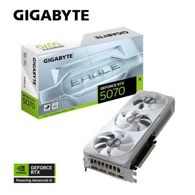 Видео карта GIGABYTE nVIDIA GeForce RTX 5070 EAGLE OC ICE 12GB GDDR7, 192-bit, HDMI, 3x DP