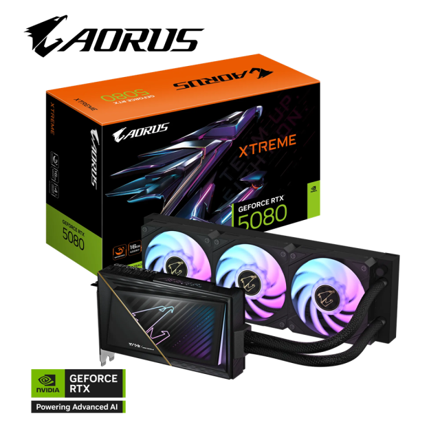 Видео карта GIGABYTE nVIDIA AORUS GeForce RTX5080 XTREME WATERFORCE 16GB GDDR7, 256-bit, HDMI, 3x DP