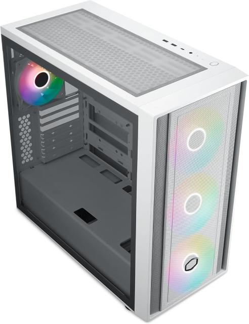 Кутия Cooler Master MasterBox 600 ARGB White, Middle Tower, 2x USB 3.2 Gen 1 Type-A, 1x USB 3.2 Gen 2x2 Type-C, 1x 3.5mm Audio Jack, ITX / Micro ATX / ATX