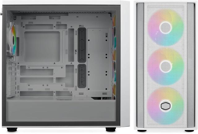 Кутия Cooler Master MasterBox 600 ARGB White, Middle Tower, 2x USB 3.2 Gen 1 Type-A, 1x USB 3.2 Gen 2x2 Type-C, 1x 3.5mm Audio Jack, ITX / Micro ATX / ATX
