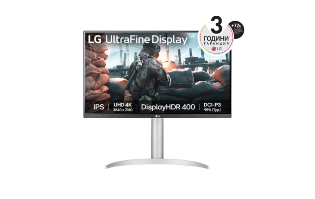 Монитор LG 27UP650K-W, 27" (68.58cm) UHD 4K IPS AG, 60Hz, 5ms (GtG at Faster), 1200:1, HDR10, 400cd/m2, HDMI, DP