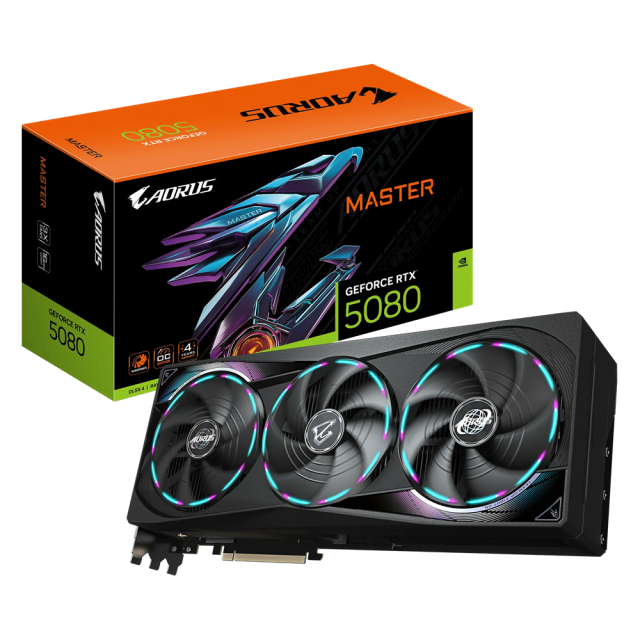Видео карта GIGABYTE nVIDIA GeForce RTX5080 AORUS MASTER 16GB GDDR7, 256-bit, HDMI, 3x DP