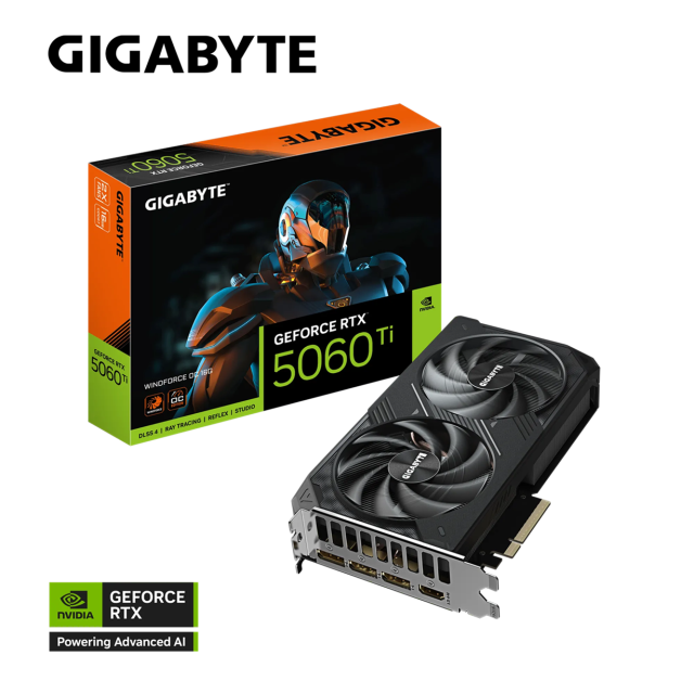 Видео карта GIGABYTE GeForce RTX 5060 TI WINDFORCE OC 16GB GDDR6, 128-bit, 1xHDMI, 3xDP