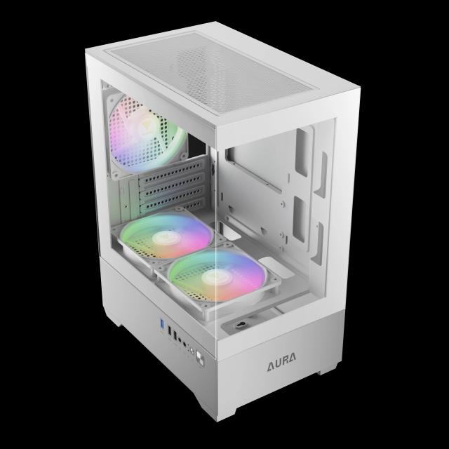 Кутия Gamdias AURA GC9M White, Mini Tower, 2x USB 2.0, 1x USB 3.0, 1x HD Audio, mATX, Mini-ITX