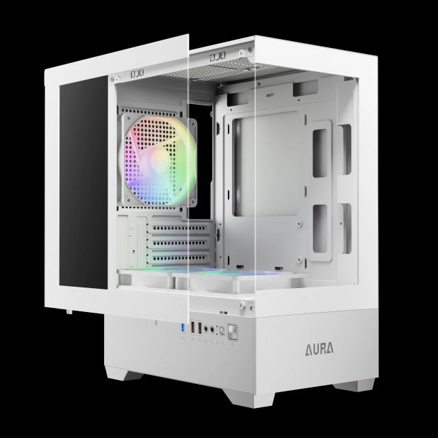 Кутия Gamdias AURA GC9M White, Mini Tower, 2x USB 2.0, 1x USB 3.0, 1x HD Audio, mATX, Mini-ITX