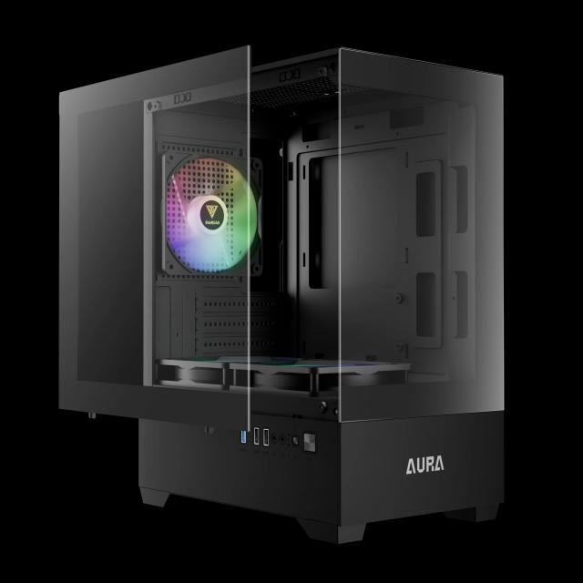 Кутия Gamdias AURA GC9M Black, Mini Tower, 2x USB 2.0, 1x USB 3.0, 1x HD Audio, mATX, Mini-ITX