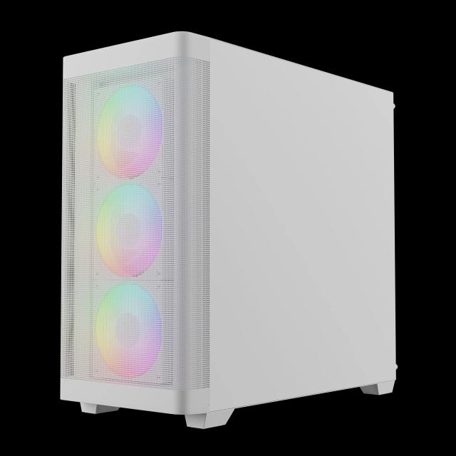 Кутия Gamdias ATHENA M3 Mesh White, RGB, Middle Tower, 1x USB 3.0, 1x USB Type-C, EATX, ATX, mATX, Mini-ITX