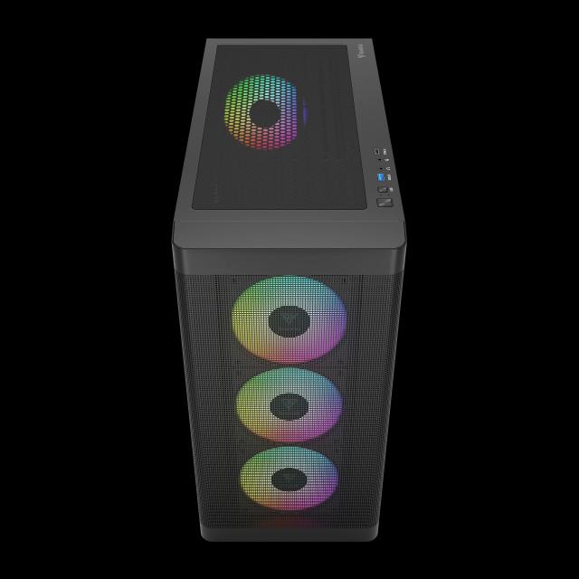 Кутия Gamdias ATHENA M3 Mesh Black, RGB, Middle Tower, 1x USB 3.0, 1x USB Type-C, EATX, ATX, mATX, Mini-ITX