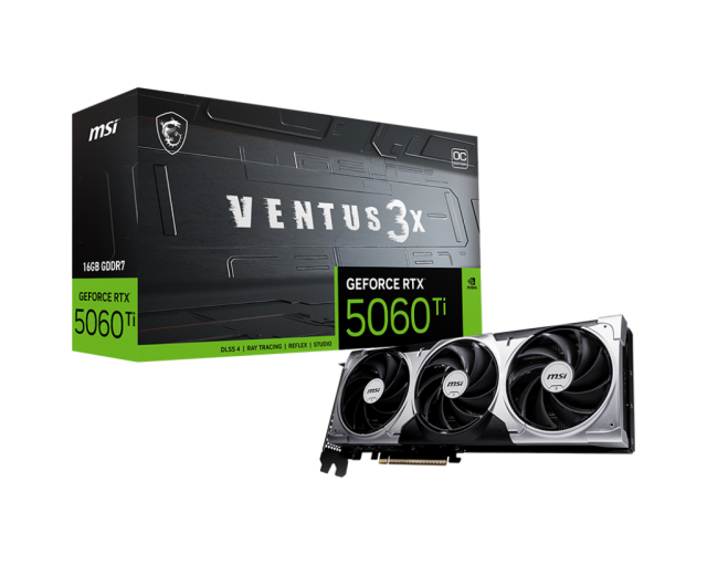 Видео карта MSI nVIDIA GeForce RTX 5060 Ti VENTUS 3X OC 16GB GDDR7, 128-bit, HDMI, 3x DP