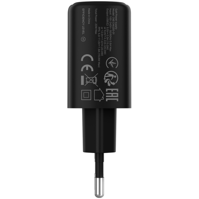 Зарядно CANYON charger OnCharge 200, 1x USB Type-C, 20W, Black