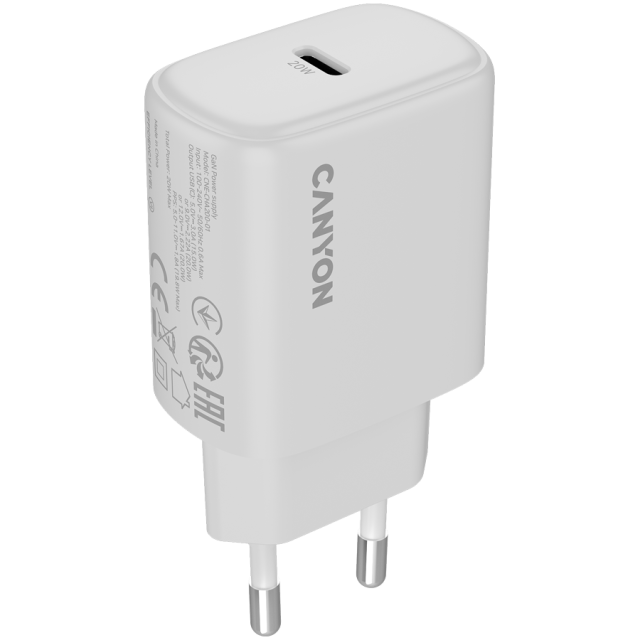 Зарядно CANYON charger OnCharge 200, 1x USB Type-C, 20W, White