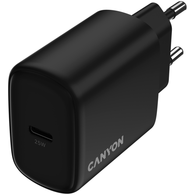 Зарядно CANYON charger OnCharge 250, 1x USB Type-C, 25W, Black