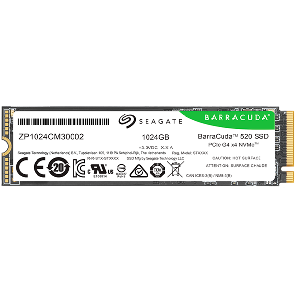 Seagate Barracuda 520 SSD 1 024TB, PCIe Gen4 x4 NVMe (2280)
