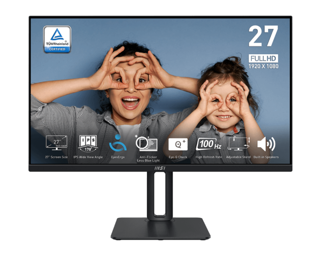Монитор MSI PRO MP275P, 27" (68.58cm) FHD IPS Anti-glare, 100Hz, 4ms (GTG), 1000:1, 300cd/m2, VGA, HDMI