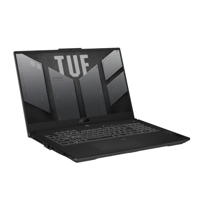 Лаптоп ASUS TUF Gaming A17 FA707NUR-HX019, AMD Ryzen 7 7435HS 8C (3.1/4.5 GHz, 16 MB Cache), 17.3" (43.94 сm) FHD IPS, 144Hz, NVIDIA RTX 4050 6GB GDDR6 DLSS 3, 16GB DDR5, 512GB M.2 NVMe SSD, Free DOS