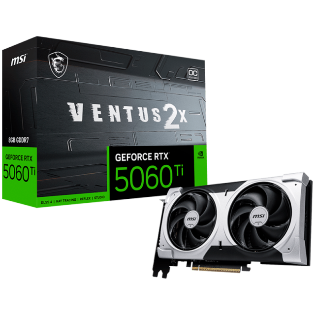 Видео карта MSI nVIDIA GeForce RTX 5060 Ti VENTUS 2X OC PLUS 8GB GDDR7, 128-bit, HDMI, 3x DP